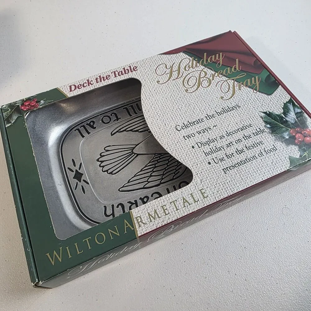 Holiday Christmas Bread Tray Wilton Armetale Metal Bird Dove Peace On Earth 11”